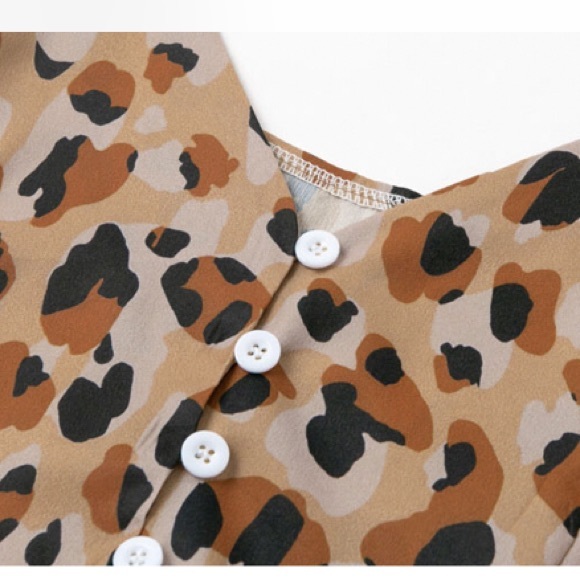 CLEARANCE Button Up Leopard Animal Print Cami Maxi Dress - Picture 4 of 5